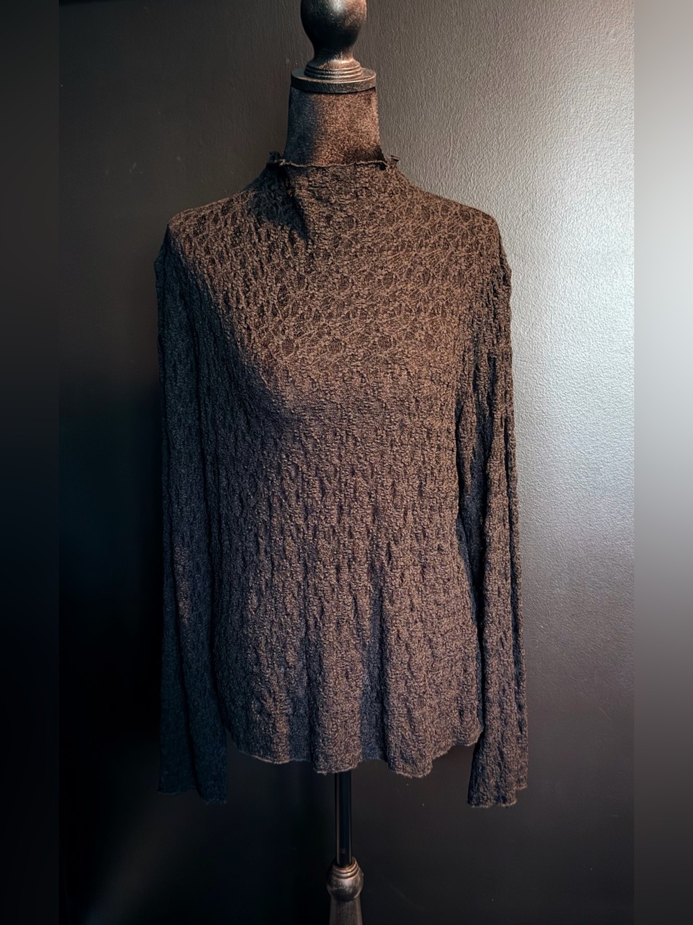 Black Lace Mock Neck Top